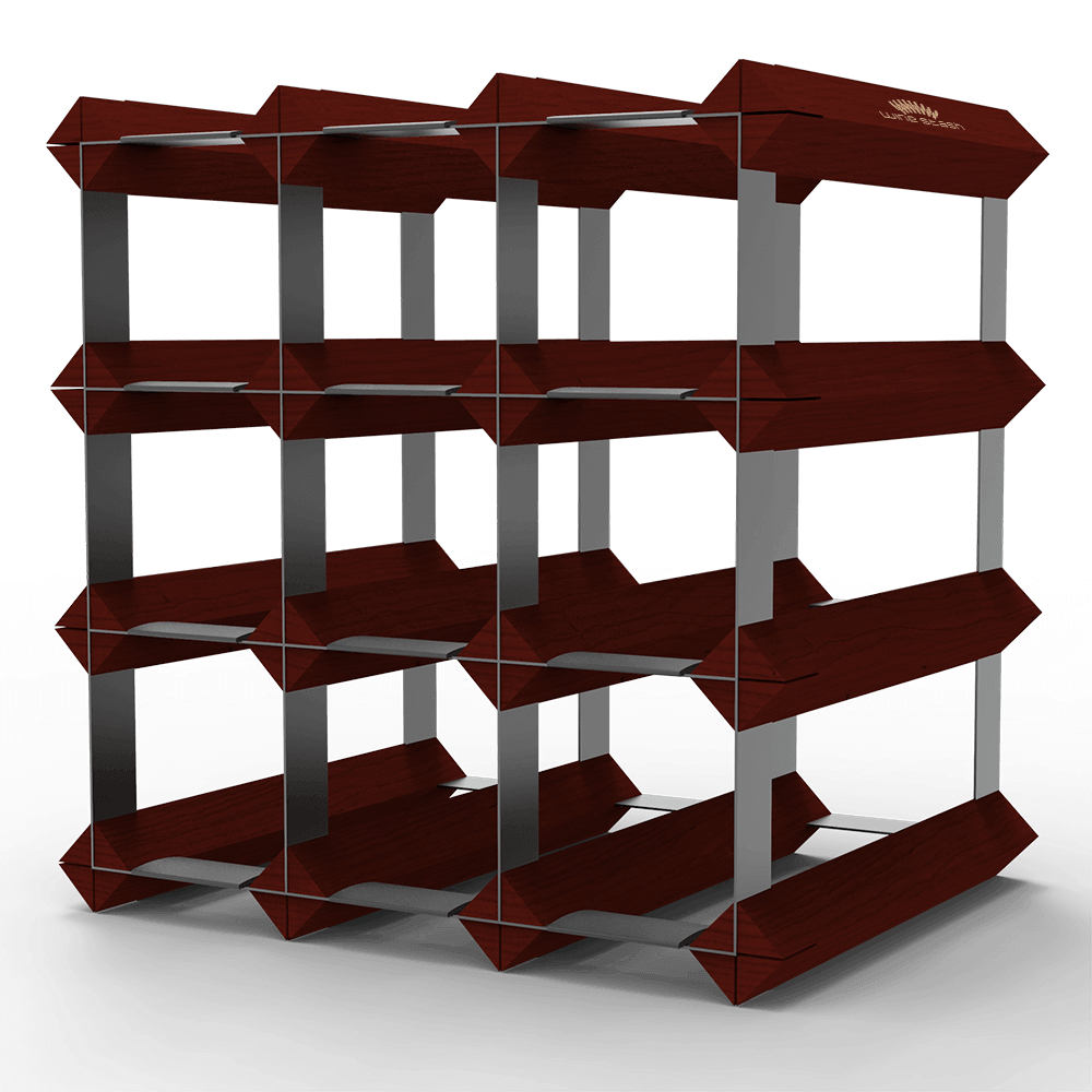 12 Bottle Wine Rack - Dark Mahogany Finish