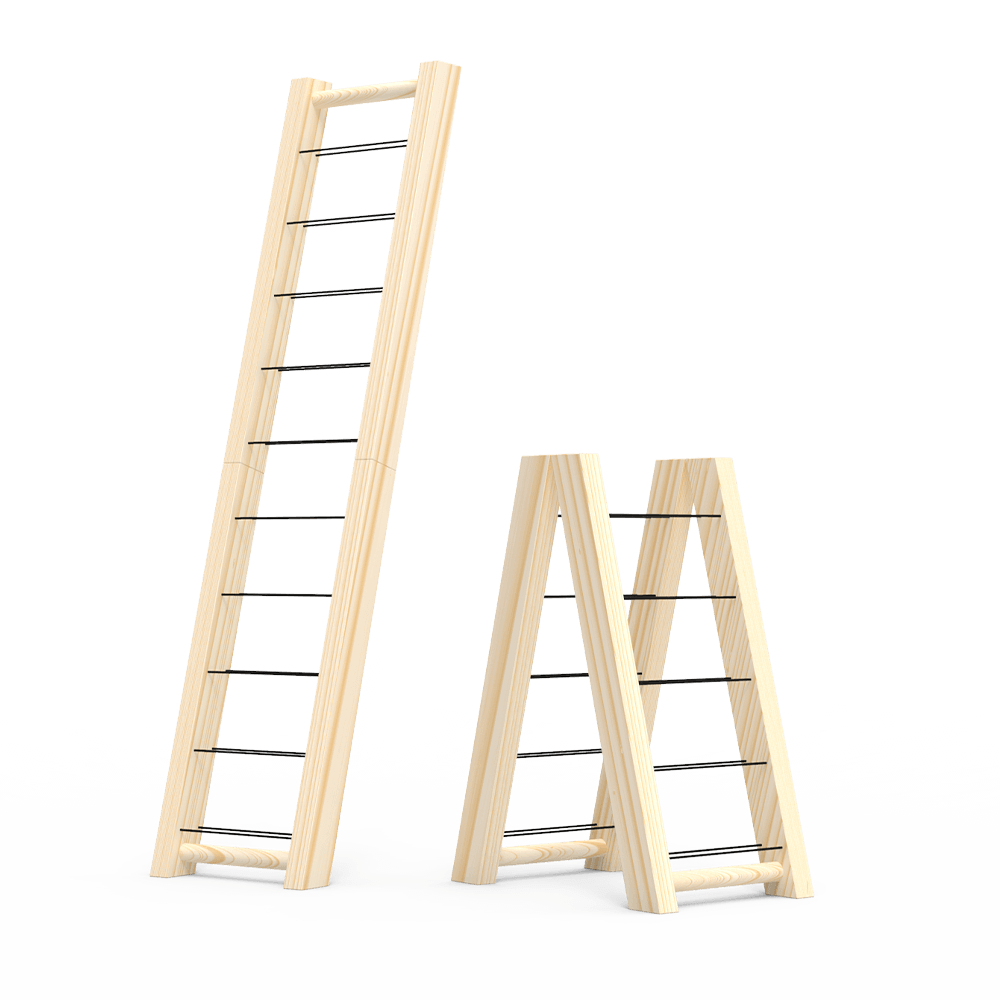 Foldable Ladder Wine Rack - Natural Finish